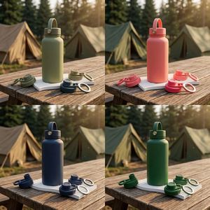 Jarra de Agua Personalizada de 22oz, 32oz, 40oz, Botella de Vacío de Acero Inoxidable 304 de Gran Capacidad con 3 Tapas para Artículos Promocionales Corporativos - Product Image 1