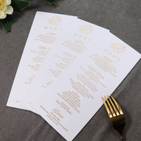 Tarjeta de Menú de Papel Texturizado Blanco con Lámina Dorada, Cartulina Flocada de una Sola Capa, Menú Personalizado para Mesa de Boda o Cena