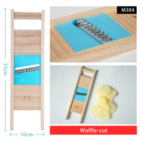 Mandoline artisanale en bois massif avec lames en acier inoxydable pour coupes en gaufres et en grille, robot culinaire manuel facile à nettoyer