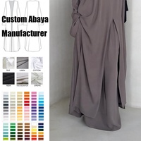 Maßgeschneidertes Medina Seide Sport-Tunika 2-teiliges Abaya-Set mit Rock Bescheidenes Muslimisches Damenkleid Islamisches Eid Ramadan Großhandel Geschlossene Abaya
