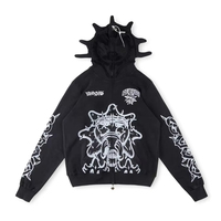 Sweat à capuche thermique en coton 100% brodé Glo Gang Winter avec imprimé de dessin animé, imperméable et respirant, sweat à capuche décontracté