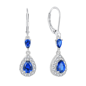 Grosir Pabrik anting-anting menjuntai menjuntai 925 perak murni anting-anting tuas belakang batu kelahiran dengan perhiasan zirkonia kubik 5A - Product Image 1