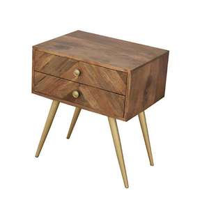 Armoire de rangement de chevet en bois faite à la main, unique, avec deux tiroirs, meubles de luxe contemporains pour la chambre à coucher, la maison et les appartements - Product Image 3