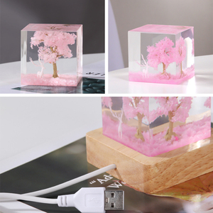 Cây hoa anh đào màu hồng nai trắng trang trí đồ trang trí nhựa Epoxy đèn đêm phòng ngủ và phòng khách trang trí - Product Image 6