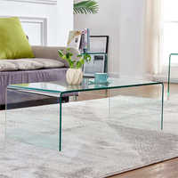 Meuble minimaliste, Center de salon, luxe, cascade rectangulaire 12mm, Table basse en verre trempé transparent