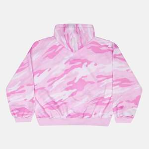 Sudadera con capucha de forro polar para hombre, personalizada, con cremallera bidireccional, estilo vintage, lavado ácido, camuflaje Bottomland Leaf Woodland, color rosa - Product Image 4