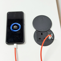 80mm Kesikli Entegre Güç Merkezi 65W Tip-C 2 USB-A İngiliz Prizli, Kapaklı, Sıçramaya Dayanıklı Masaüstü Priz, İş İstasyonları için