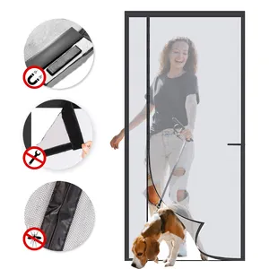 Upgrade Reversible Magnetic Fiberglass Screen Door Left & Right Side Opening with Self-Sealing Mesh Curtain Room Divider Closure