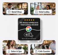Autocollant de table NFC en acrylique rigide pour Google Follow, Panneau NFC à toucher pour la connexion, Conception personnalisée, Dos auto-adhésif pour magasin