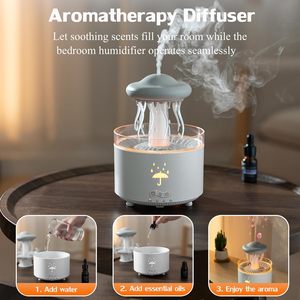 Nueva Lámpara Nocturna LED con Forma de Medusa y Nube de Lluvia, Difusor de Aroma, Humidificador Ultrasónico, Control Remoto, <span class=keywords><strong>Cascada</strong></span> de Plástico para el Hogar - Product Image 4
