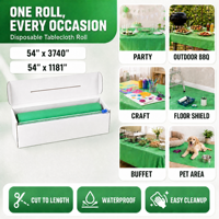 Nappes jetables pour événements, découpées sur mesure, rouleau de 54x100 pieds avec coupeur à glissière, couverture de table en plastique pour banquets et traiteurs
