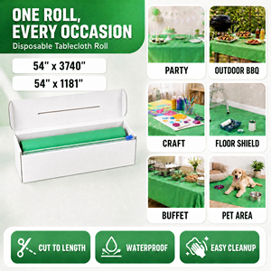 Manteles Desechables para Eventos, Cortados a Medida, Rollo <span class=keywords><strong>de</strong></span> 54x100 pies con Cortador Deslizante, Cubierta <span class=keywords><strong>de</strong></span> Plástico para Mesa, Banquetes y Catering - Product Image 3