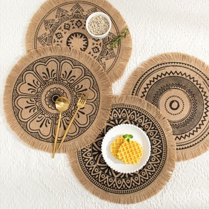 Manteles Individuales Nórdicos Tejidos, Manteles Decorativos Retro de Algodón y Lino para Restaurante, Manteles para Platos, Manteles Individuales Redondos de Yute - Product Image 4