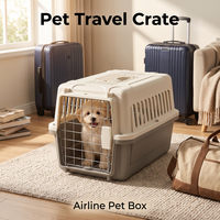Cage de transport pour animaux de compagnie en plastique rigide, pour petits chiens et chats, ventilée, avec poignée pliable, pour le transport en avion, légère et portable