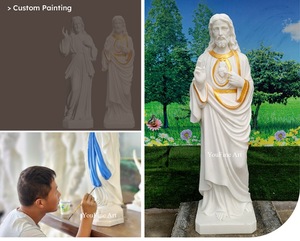 YOUFINE Estatua de Jesús en Mármol, Sagrado Corazón de Cristo con Brazos Abiertos, Escultura Religiosa Tallada <span class=keywords><strong>a</strong></span> Mano para Iglesia y Jardín - Product Image 4