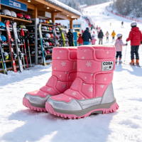 Bottes de neige mi-mollet pour enfants, résistantes au froid, respirantes, imperméables, anti-neige, en tissu extensible, semelle extérieure en caoutchouc résistante à l'usure