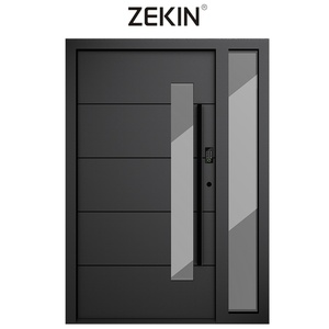 Porte pivotante ZEKIN DOOR moderne en alliage d'aluminium anti-effraction, étanche, avec éléments décoratifs en verre pour entrées de villas extérieures - Product Image 2