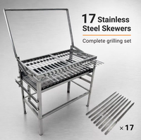 Gril rotatif antirouille BlazeFor pour la vente en gros, 40x80cm, avec brochettes efficaces de 57cm et pieds anti-basculement pour la restauration en extérieur