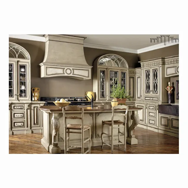 Armadio da cucina HZ personalizzato classico in legno massello bianco in stile europeo