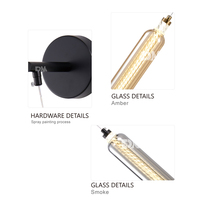 Promotion Applique Murale en Verre pour Couloir, Lampe Murale LED Nordique Moderne, Abat-jour Fumé/Ambre Minimaliste, Cadre en Fer, pour la Maison