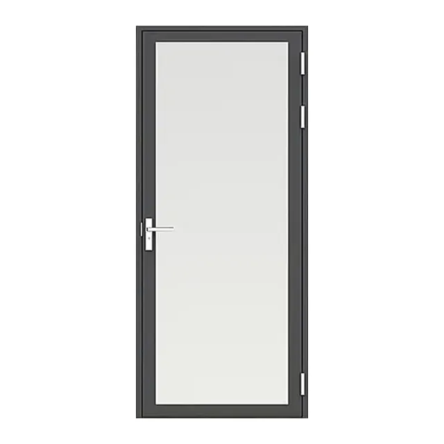 Porte à battants personnalisée porte à panneau de toilette en verre et aluminium à texture de bois