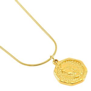 ZOGXIN Gold Plated Pendant Necklace Stainless Steel Snake Chain Fashionable Women's Jewelry Round Sunflower Animal Design - Product Image 5