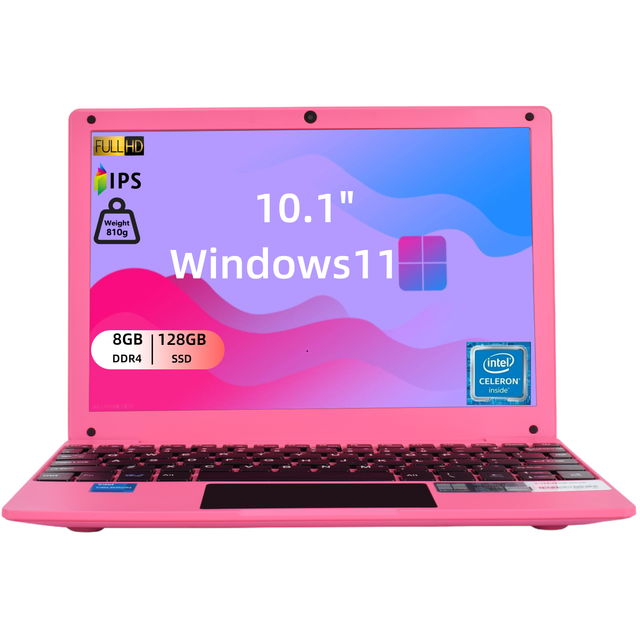 2026 10.1 Inch Mini Laptop Intel Celeron N4000 8GB RAM Slim Portable Windows 11 Pro English Keyboard Student Camera