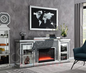 Camino moderno in argento all'ingrosso con 2 ante portaoggetti e <span class=keywords><strong>cornice</strong></span> a specchio smussata - Product Image 2