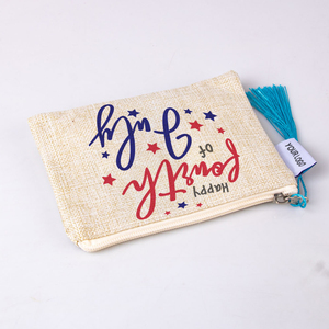 Mini borsa cosmetica di iuta eco-friendly e resistente alla moda con stampe animalier OEM tela tela con cerniera viaggio trucco promozionale da donna - Product Image 5