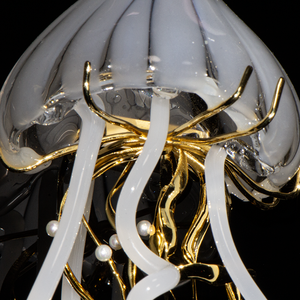 Bijoux fins haut de gamme luxe solide 14K or perle d'<span class=keywords><strong>eau</strong></span> <span class=keywords><strong>douce</strong></span> <span class=keywords><strong>méduse</strong></span> émaillée pendentif en verre léger pour collier femmes hommes cadeau - Product Image 5