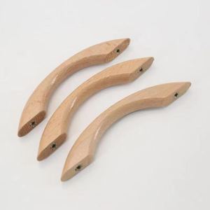 En stock Tirador de cajón de madera maciza, 96mm entre orificios, mango de madera con barniz transparente para armario, gabinete y herrajes de mobiliario - Product Image 3