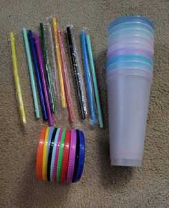 色が変わる24オンスのアイスコーヒーカップ、再利用可能なプラスチック製コールドドリンクセット（蓋とストロー付き） - Product Image 6