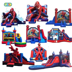 Commercial Inflatable Bouncy Bouncer moonwalk Spider-man Spiderman Spider Man Jumping Castle Bounce House With Slide For Sale