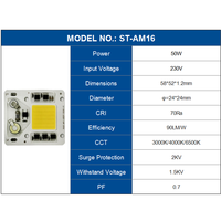 230V AC COB 50W 3000K 4000K 6000K ambre rouge vert bleu 90LM / W DOB Module de puce LED 220v pour projecteur