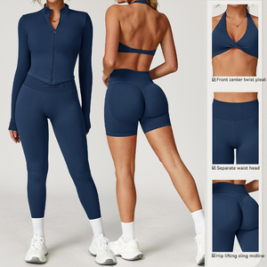 Зимняя спортивная одежда: комплект для фитнеса и повседневной носки – леггинсы с эффектом подтяжки ягодиц, спортивная куртка, спортивный бюстгальтер и облегающие брюки для женщин. - Product Image 2