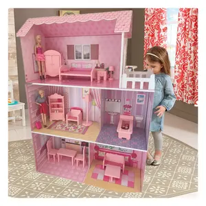 Wooden girls' family toy set doll house children's toy house villa