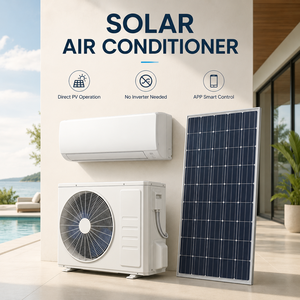 เครื่องปรับอากาศพลังงานแสงอาทิตย์ 9000BTU 48V ได้รับการรับรองมาตรฐาน CE ระบบออฟกริด 100% แบบแยกส่วน พร้อม WIFI รุ่น GD-12KBTU-CH รองรับการจ่ายไฟสองระบบ อัจฉริยะ - Product Image 1