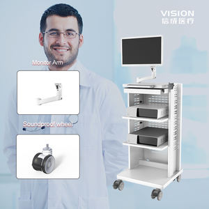 Phong cách công nghiệp nội soi xe đẩy đồ nội thất bệnh viện với im lặng bánh di động thiết bị y tế giỏ hàng vật liệu kim loại - Product Image 2