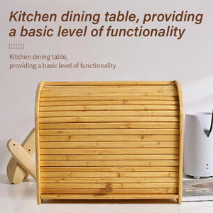 Boîte à pain, boîtes à pain <span class=keywords><strong>en</strong></span> <span class=keywords><strong>bambou</strong></span> à 2 étages pour le stockage des aliments dans la cuisine, boîte à pain de grande capacité avec couvercle à roulettes et couche amovible - Product Image 5