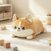 Boneka Anjing Plushie Custom Pabrik, Simulasi Realistis, Rambut Pendek & Panjang, Boneka Hewan Corgi