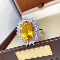 Bague personnalisée en argent sterling 925 avec citrine naturelle, pierre de naissance de novembre, bijoux fins pour femmes, bague ovale avec pierre précieuse, vente en gros