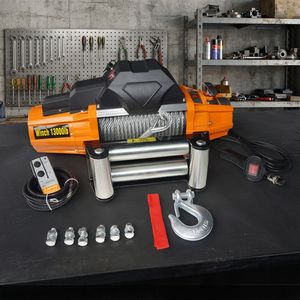 Treuil électrique 13000 lb avec câble en acier 12V orange et télécommande filaire pour le sauvetage de véhicules tout-terrain - Product Image 3