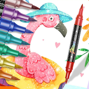 Pennarelli Acrilici Foska Non Tossici Multicolore, Set da 12 24 36 48 Pennarelli Glitter <span class=keywords><strong>a</strong></span> Doppia Punta per Disegno, per Bambini e Studenti - Product Image 6