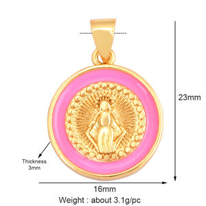 Médaille miraculeuse en émail de forme ronde, Vierge Marie, pendentif catholique sacré, charme, bijoux artisanaux pour accessoires de collier, fournitures M53 - Product Image 4
