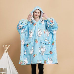 Sang Trọng Ấm Áp Mùa Đông Động Vật Dễ Thương Mô Hình Đội Mũ Trùm Mũ Chăn Quá Khổ Sherpa Giáng Sinh Mặc Áo Chăn - Product Image 2