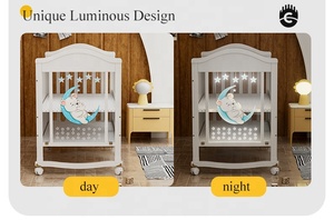 Lits bébé multifonctions Lits bébé en bois convertibles en <span class=keywords><strong>lit</strong></span> pour tout-petits avec lumières intégrées avec rangement - Product Image 2