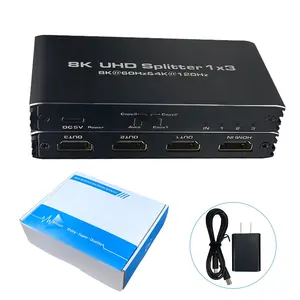 Justlink HDMI2.1 8K 60Hz 비디오 스플리터 변환기 1 In 3 Out 4K120Hz 8K 1x3 Ultra HD 지원 HDTV DVD PS3 Xbox 용 듀얼 디스플레이