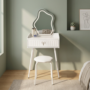 Modern Makeup <b>Vanity</b> Table With <b>Lighted</b> Mirror Storage Desk For Bedroom Furniture - Product Image 4