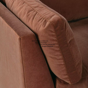 <span class=keywords><strong>Canapé</strong></span> trois places en tissu <span class=keywords><strong>velours</strong></span> brun argileux de style rural nord-européen et américain, mobilier de salon design - Product Image 5