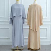 Date Modèle Musulman Longue Robe Islamique Abaya Modeste Mode Simple Style Robe Respectueux De La Peau Crêpe Plaine Dubaï Abaya 2 Pièces Ensemble